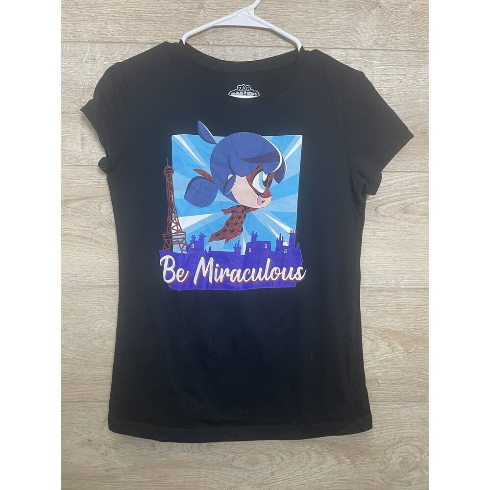 Zag Chibi Be Miraculous Ladybug Girls Black Shirt XL 14-16